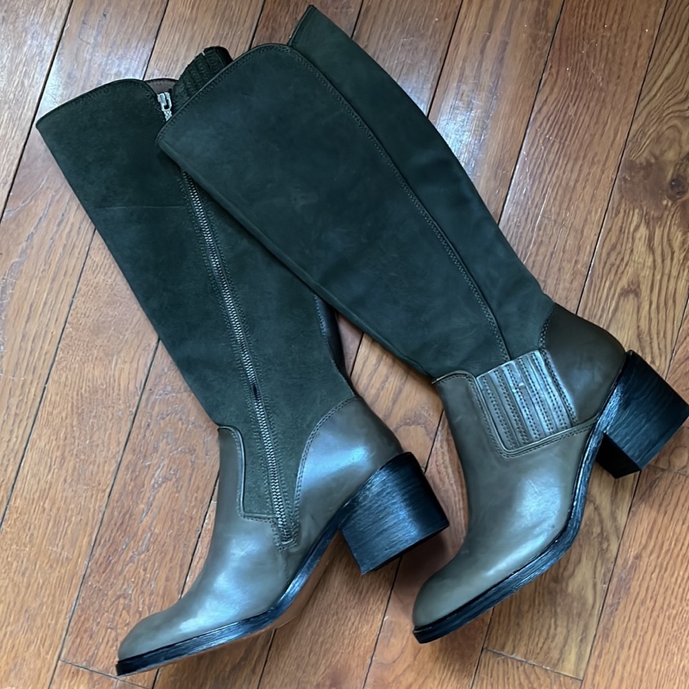 NWOT Donald J Pliner Envy olive green leather boots size 8.5 - Picture 3 of 15